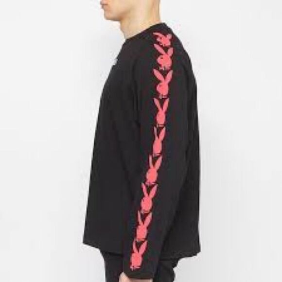 PLEASURES Sweatshirt NWT PLAYBOY Bunny Long Sleeve Black Red Size M - Picture 2 of 13